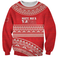 Mate Ma'a Tonga 2026 Rugby Custom Sweatshirt Go Champions Tongan Ngatu Pattern LT14 Unisex Red - Polynesian Pride