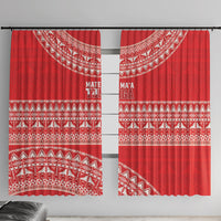Mate Ma'a Tonga 2026 Rugby Window Curtain Go Champions Tongan Ngatu Pattern LT14 With Hooks Red - Polynesian Pride