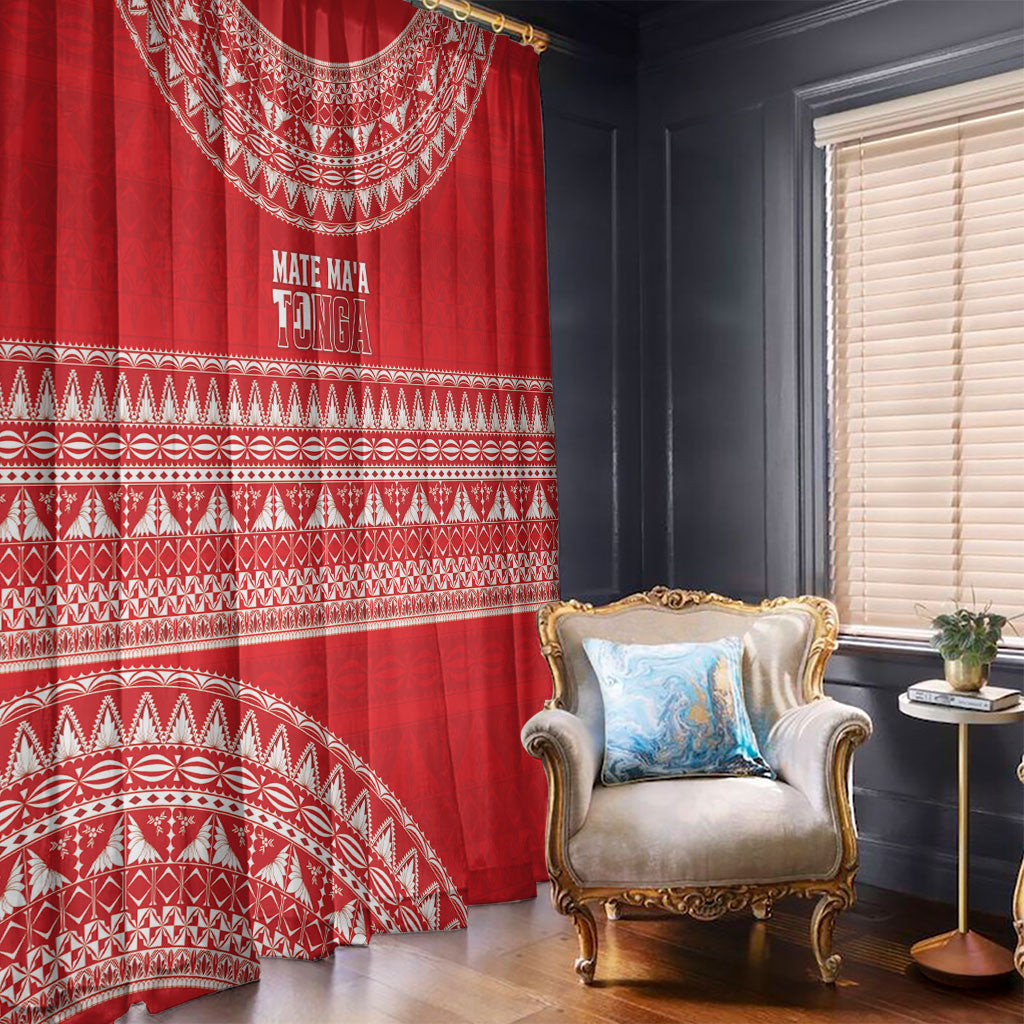 Mate Ma'a Tonga 2026 Rugby Window Curtain Go Champions Tongan Ngatu Pattern LT14 - Polynesian Pride