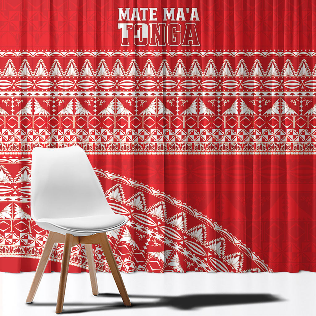 Mate Ma'a Tonga 2026 Rugby Window Curtain Go Champions Tongan Ngatu Pattern LT14 - Polynesian Pride