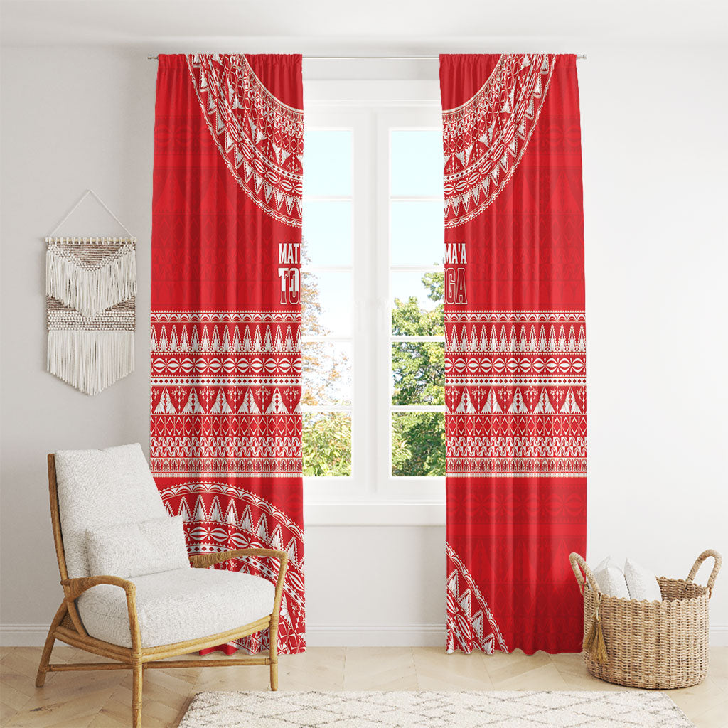 Mate Ma'a Tonga 2026 Rugby Window Curtain Go Champions Tongan Ngatu Pattern LT14 - Polynesian Pride