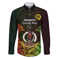 Personalised Vanuatu Family Day Family Matching Short Sleeve Bodycon Dress and Hawaiian Shirt Happy 26 December Vanuatuan Pig Tusk LT14 Dad's Shirt - Long Sleeve Black - Polynesian Pride