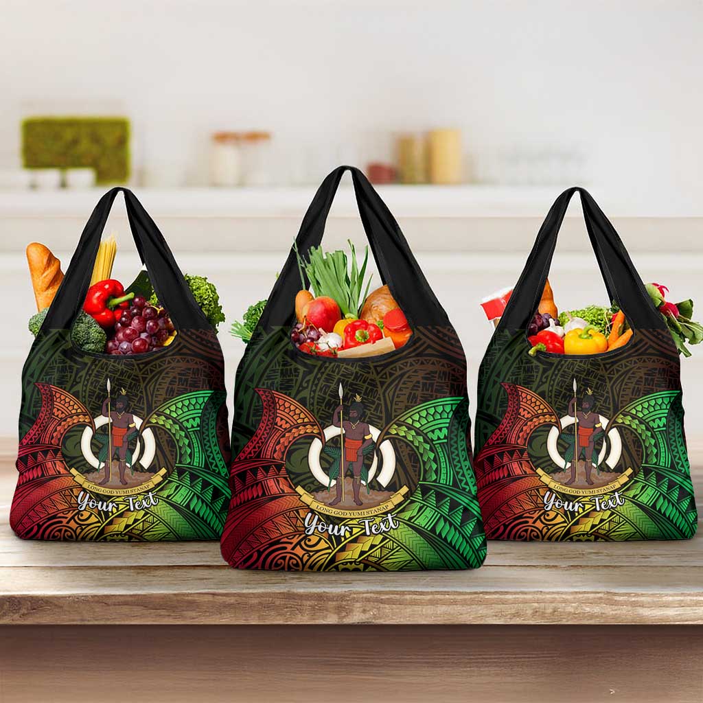 Personalised Vanuatu Family Day Grocery Bag Happy 26 December Vanuatuan Pig Tusk LT14 3-pack One Size Black - Polynesian Pride