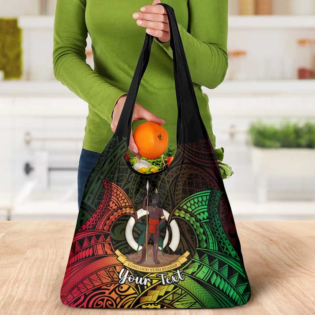Personalised Vanuatu Family Day Grocery Bag Happy 26 December Vanuatuan Pig Tusk LT14 - Polynesian Pride