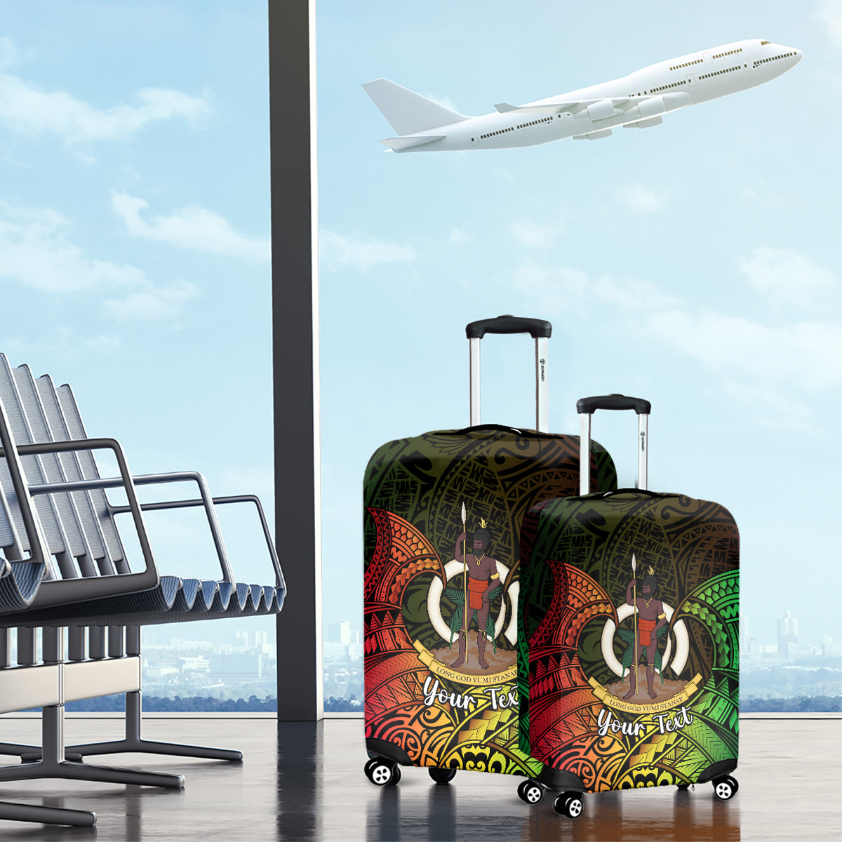 Personalised Vanuatu Family Day Luggage Cover Happy 26 December Vanuatuan Pig Tusk LT14 - Polynesian Pride