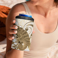 Brown And White Hawaii Chameleon 4 in 1 Can Cooler Tumbler Plumeria Polynesian Tribal Art LT14 - Polynesian Pride