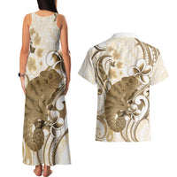 Brown And White Hawaii Chameleon Couples Matching Tank Maxi Dress and Hawaiian Shirt Plumeria Polynesian Tribal Art LT14 - Polynesian Pride