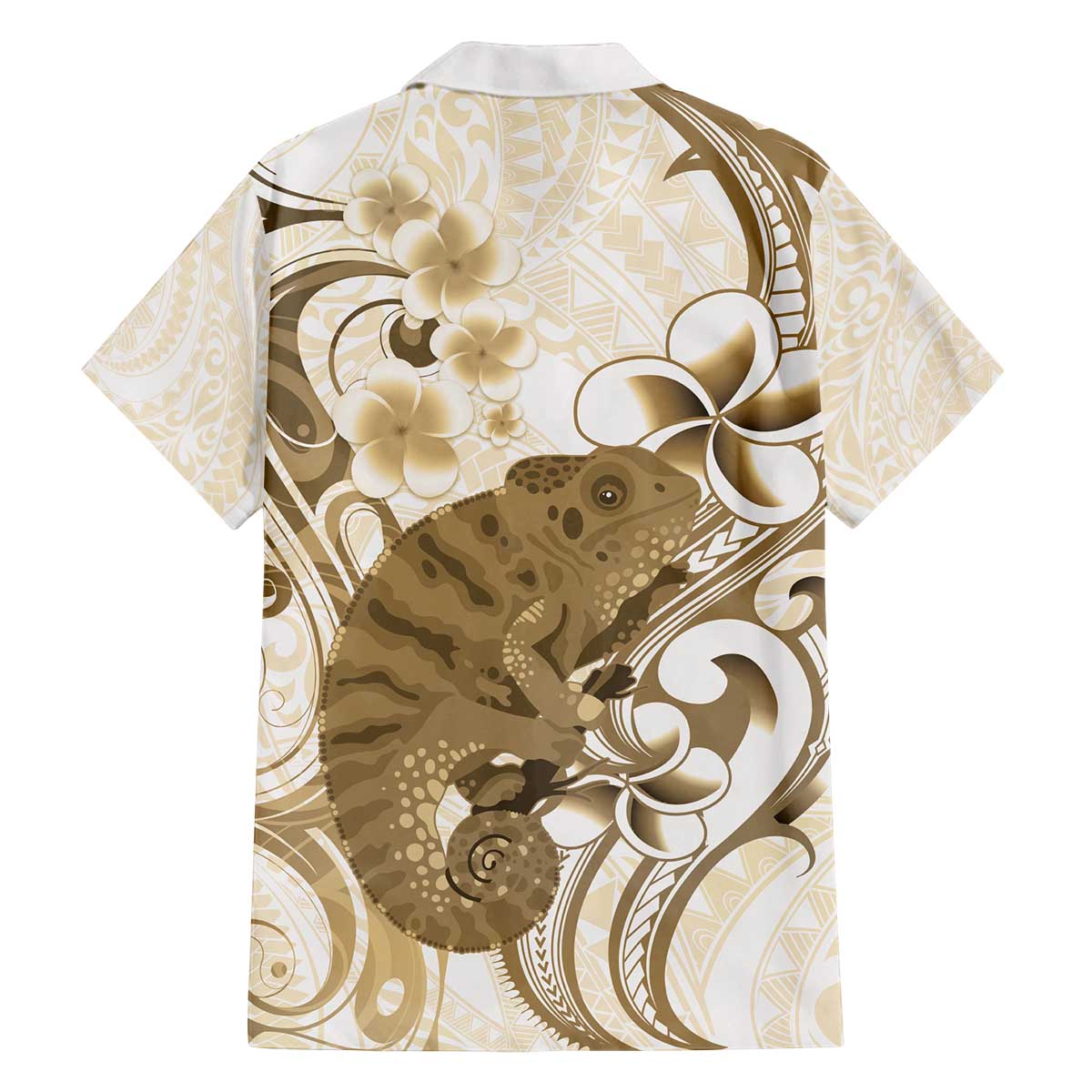 Brown And White Hawaii Chameleon Family Matching Off The Shoulder Long Sleeve Dress and Hawaiian Shirt Plumeria Polynesian Tribal Art LT14 - Polynesian Pride
