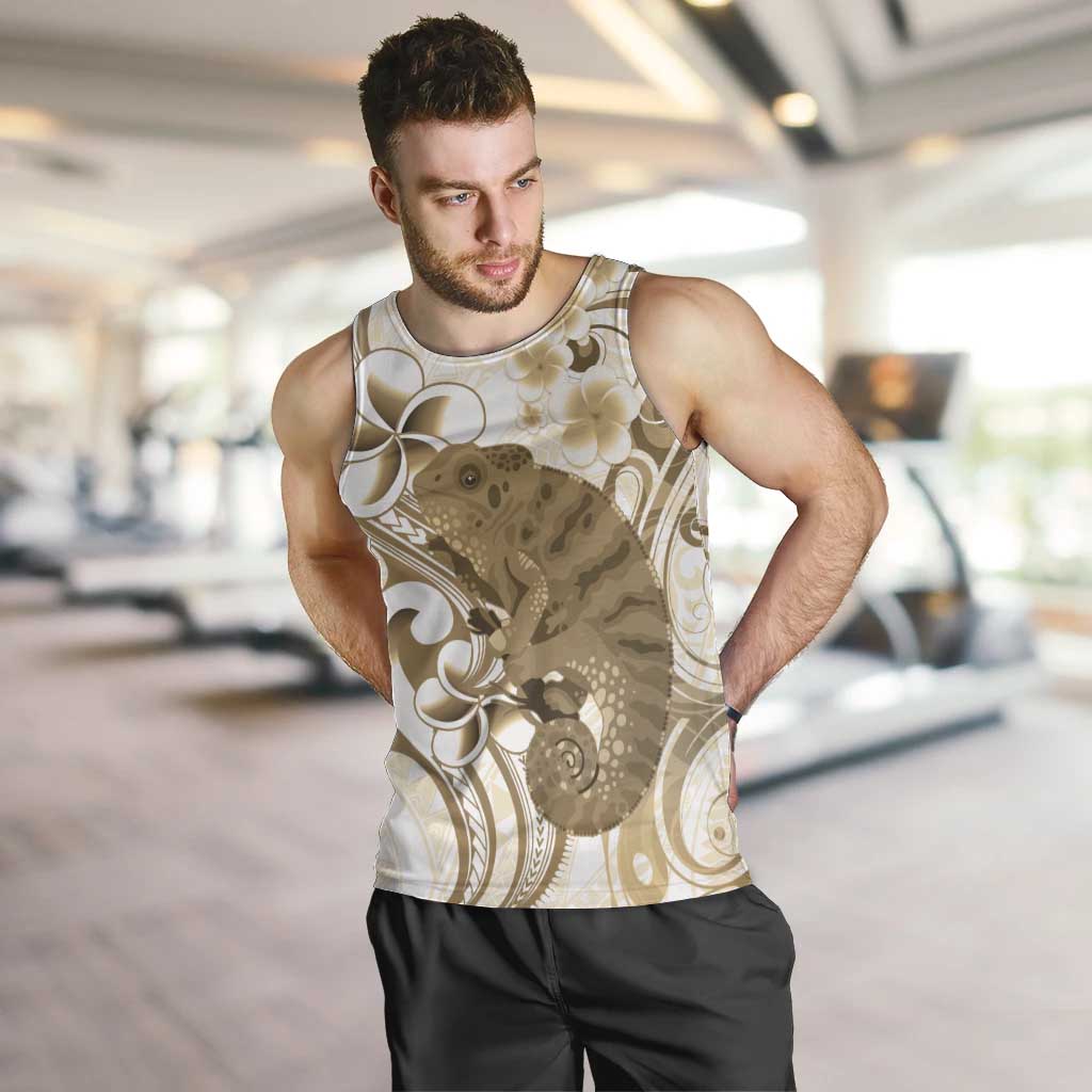 Brown And White Hawaii Chameleon Men Tank Top Plumeria Polynesian Tribal Art LT14 Brown - Polynesian Pride