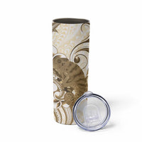 Brown And White Hawaii Chameleon Skinny Tumbler Plumeria Polynesian Tribal Art LT14 - Polynesian Pride