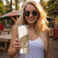 Brown And White Hawaii Chameleon Skinny Tumbler Plumeria Polynesian Tribal Art LT14 - Polynesian Pride