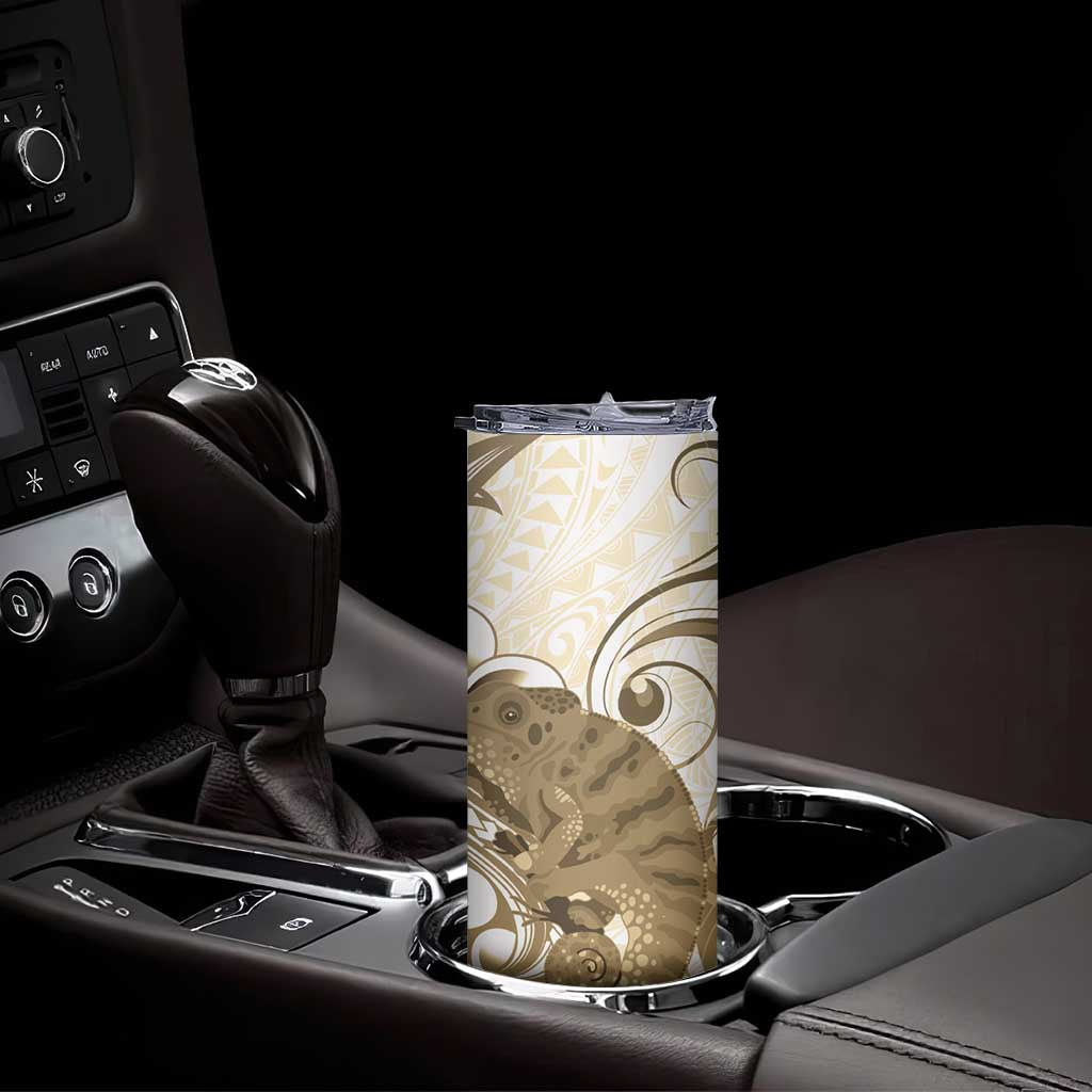 Brown And White Hawaii Chameleon Skinny Tumbler Plumeria Polynesian Tribal Art LT14 - Polynesian Pride
