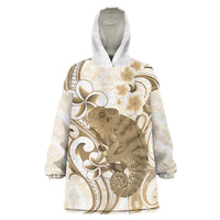 Brown And White Hawaii Chameleon Wearable Blanket Hoodie Plumeria Polynesian Tribal Art LT14 One Size Brown - Polynesian Pride