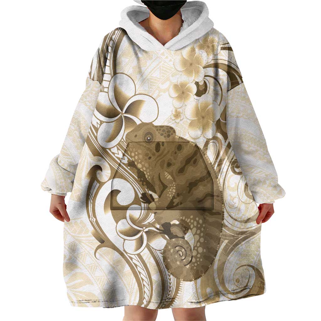 Brown And White Hawaii Chameleon Wearable Blanket Hoodie Plumeria Polynesian Tribal Art LT14 - Polynesian Pride