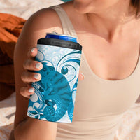 Cyan And White Hawaii Chameleon 4 in 1 Can Cooler Tumbler Plumeria Polynesian Tribal Art LT14 - Polynesian Pride