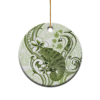 Green And White Hawaii Chameleon Ceramic Ornament Plumeria Polynesian Tribal Art