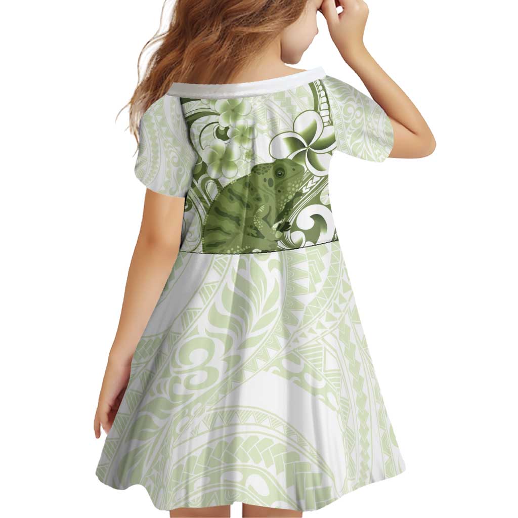 Green And White Hawaii Chameleon Family Matching Puletasi and Hawaiian Shirt Plumeria Polynesian Tribal Art LT14 - Polynesian Pride