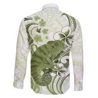 Green And White Hawaii Chameleon Family Matching Puletasi and Hawaiian Shirt Plumeria Polynesian Tribal Art LT14 - Polynesian Pride