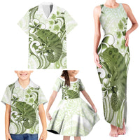 Green And White Hawaii Chameleon Family Matching Tank Maxi Dress and Hawaiian Shirt Plumeria Polynesian Tribal Art LT14 - Polynesian Pride