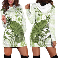 Green And White Hawaii Chameleon Hoodie Dress Plumeria Polynesian Tribal Art LT14 - Polynesian Pride