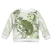 Green And White Hawaii Chameleon Kid Ugly Christmas Sweater Plumeria Polynesian Tribal Art LT14 Kid Lime Green - Polynesian Pride
