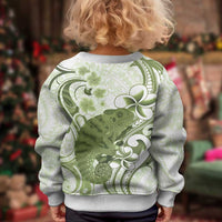 Green And White Hawaii Chameleon Kid Ugly Christmas Sweater Plumeria Polynesian Tribal Art LT14 - Polynesian Pride