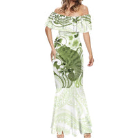 Green And White Hawaii Chameleon Mermaid Dress Plumeria Polynesian Tribal Art LT14 - Polynesian Pride