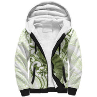 Green And White Hawaii Chameleon Sherpa Hoodie Plumeria Polynesian Tribal Art LT14 Unisex Lime Green - Polynesian Pride