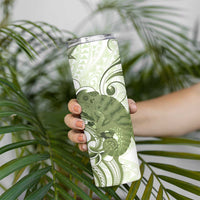 Green And White Hawaii Chameleon Skinny Tumbler Plumeria Polynesian Tribal Art LT14 - Polynesian Pride