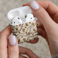 Beige Palaka Hawaii Mele Kalikimaka AirPods Case Ohia Lehua Shell Leis Funny Gingerbread Santa - Polynesian Pride