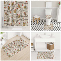 Beige Palaka Hawaii Mele Kalikimaka Bathroom Set Ohia Lehua Shell Leis Funny Gingerbread Santa - Polynesian Pride