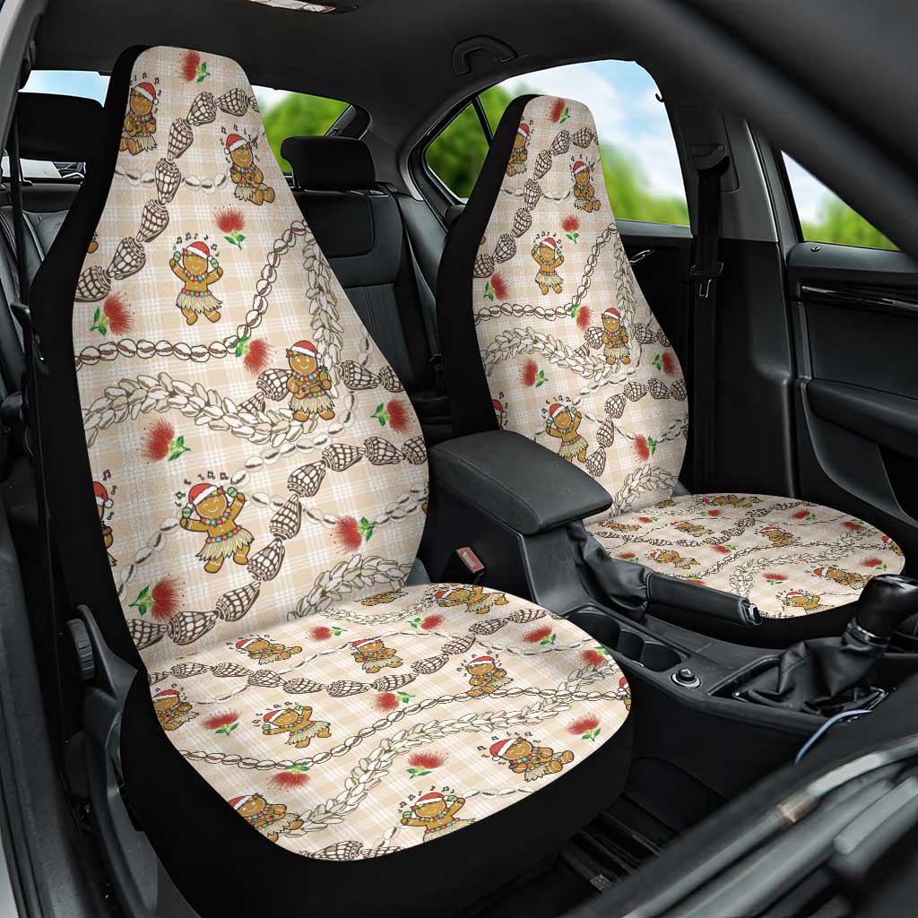 Beige Palaka Hawaii Mele Kalikimaka Car Seat Cover Ohia Lehua Shell Leis Funny Gingerbread Santa LT14 One Size Beige - Polynesian Pride