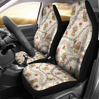 Beige Palaka Hawaii Mele Kalikimaka Car Seat Cover Ohia Lehua Shell Leis Funny Gingerbread Santa LT14 - Polynesian Pride