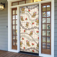Beige Palaka Hawaii Mele Kalikimaka Door Cover Ohia Lehua Shell Leis Funny Gingerbread Santa LT14 - Polynesian Pride