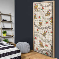 Beige Palaka Hawaii Mele Kalikimaka Door Cover Ohia Lehua Shell Leis Funny Gingerbread Santa LT14 - Polynesian Pride