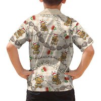 Beige Palaka Hawaii Mele Kalikimaka Family Matching Puletasi and Hawaiian Shirt Ohia Lehua Shell Leis Funny Gingerbread Santa LT14 - Polynesian Pride