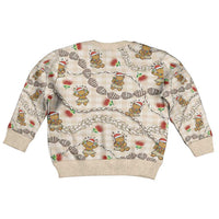 Beige Palaka Hawaii Mele Kalikimaka Kid Ugly Christmas Sweater Ohia Lehua Shell Leis Funny Gingerbread Santa LT14 - Polynesian Pride