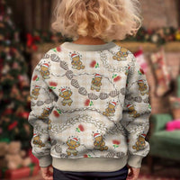 Beige Palaka Hawaii Mele Kalikimaka Kid Ugly Christmas Sweater Ohia Lehua Shell Leis Funny Gingerbread Santa LT14 - Polynesian Pride