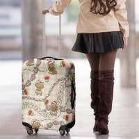 Beige Palaka Hawaii Mele Kalikimaka Luggage Cover Ohia Lehua Shell Leis Funny Gingerbread Santa LT14 - Polynesian Pride