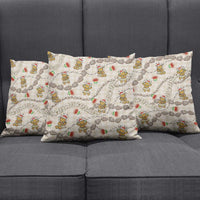 Beige Palaka Hawaii Mele Kalikimaka Pillow Cover Ohia Lehua Shell Leis Funny Gingerbread Santa - Polynesian Pride