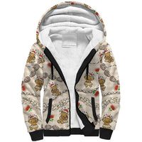 Beige Palaka Hawaii Mele Kalikimaka Sherpa Hoodie Ohia Lehua Shell Leis Funny Gingerbread Santa LT14 Unisex Beige - Polynesian Pride