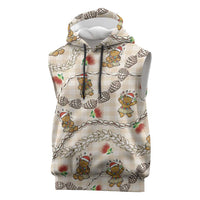 Beige Palaka Hawaii Mele Kalikimaka Sleeveless Hoodie Ohia Lehua Shell Leis Funny Gingerbread Santa LT14 Beige - Polynesian Pride