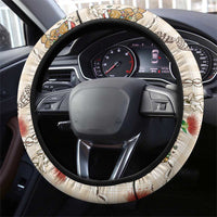 Beige Palaka Hawaii Mele Kalikimaka Steering Wheel Cover Ohia Lehua Shell Leis Funny Gingerbread Santa LT14 - Polynesian Pride