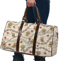 Beige Palaka Hawaii Mele Kalikimaka Travel Bag Ohia Lehua Shell Leis Funny Gingerbread Santa LT14 - Polynesian Pride