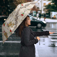 Beige Palaka Hawaii Mele Kalikimaka Umbrella Ohia Lehua Shell Leis Funny Gingerbread Santa - Polynesian Pride