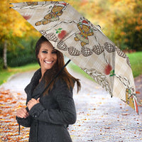 Beige Palaka Hawaii Mele Kalikimaka Umbrella Ohia Lehua Shell Leis Funny Gingerbread Santa - Polynesian Pride