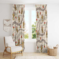 Beige Palaka Hawaii Mele Kalikimaka Window Curtain Ohia Lehua Shell Leis Funny Gingerbread Santa - Polynesian Pride