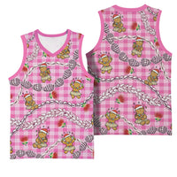 Pink Palaka Hawaii Mele Kalikimaka Basketball Jersey Ohia Lehua Shell Leis Funny Gingerbread Santa LT14 - Polynesian Pride