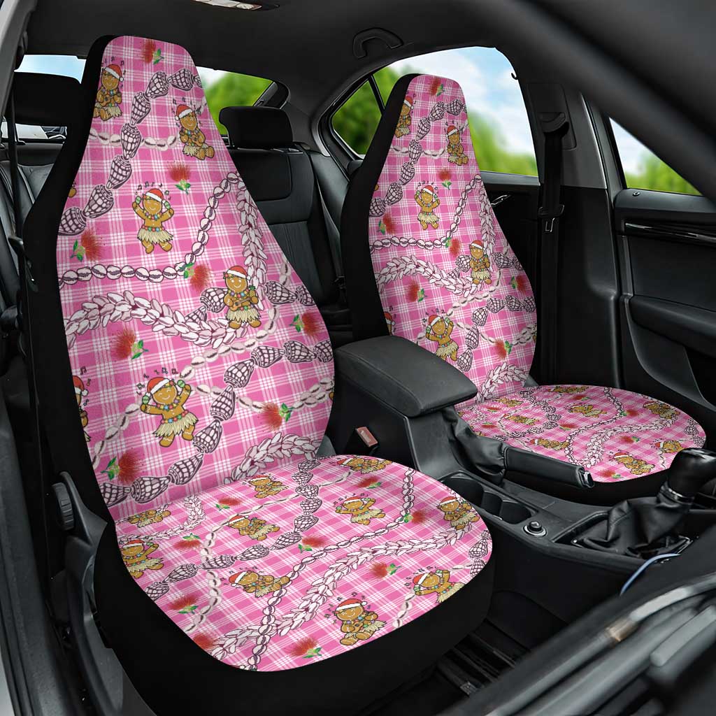 Pink Palaka Hawaii Mele Kalikimaka Car Seat Cover Ohia Lehua Shell Leis Funny Gingerbread Santa LT14 One Size Pink - Polynesian Pride