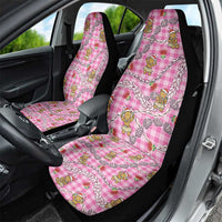 Pink Palaka Hawaii Mele Kalikimaka Car Seat Cover Ohia Lehua Shell Leis Funny Gingerbread Santa LT14 - Polynesian Pride